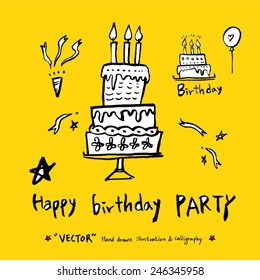 Hand drawn illustration & calligraphy - vector