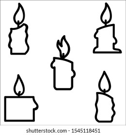 Hand drawn illustration of candle set, on white vector illustratration.