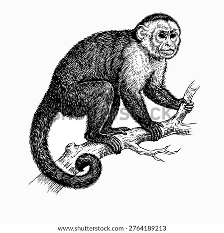 hand drawn illustration of a capuchin monkey