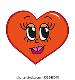 Hand drawn illustration of cartoon face design, heart shape and love. Perfect vector illustration for the celebration of love, icons