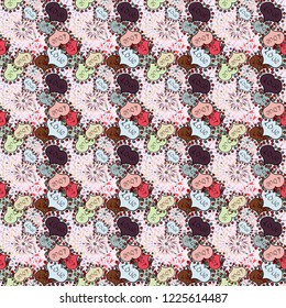 Hand drawn illustration in cartoon style. Vector. Seamless love pattern with cute lettering calligraphy text and hearts, envelopes. Art for web, textile, fabric. Graphic on neutral, gray, black colors