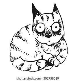 Hand drawn illustration of a cat