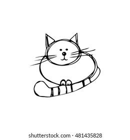  Hand drawn illustration cat.