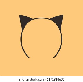 Hand drawn illustration Cat Bezel. Creative ink art work. Actual vector drawing Hair Accessories. Artistic isolated Halloween object