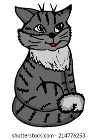 hand drawn illustration of a cat, doodle 