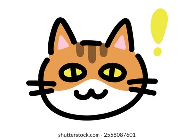 Hand drawn illustration of a cat noticing something.