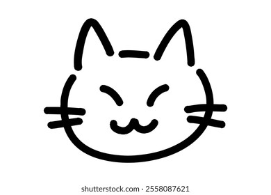 Hand drawn illustration of cat with squinting eyes