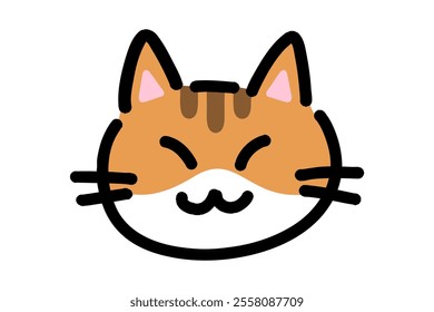 Hand drawn illustration of cat with squinting eyes