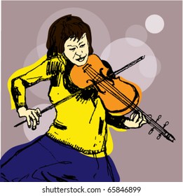 Hand Drawn Illustration of a Cellist