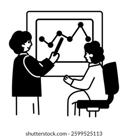 Hand drawn illustration of a character taking a science lecture 
