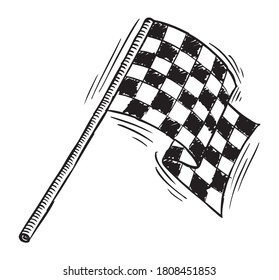 Hand drawn illustration of a checkered racing flag .
