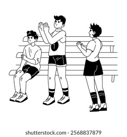 A hand drawn illustration of cheering characters 
