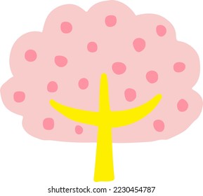 hand drawn illustration of a cherry blossom tree