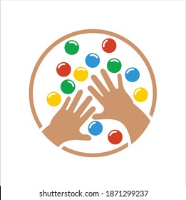 hand drawn illustration of a child playing a small ball.