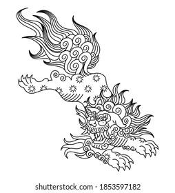 Hand Drawn Illustration Chinese Guardian Lion Stock Vector (Royalty ...