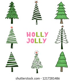 Hand Drawn Illustration Christmas Tree Doodle Stock Vector (Royalty ...