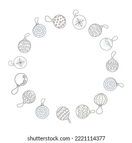 Hand drawn illustration christmas tree decoration ball. Isolated on white background