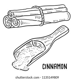 Hand drawn illustration of cinnamon.
