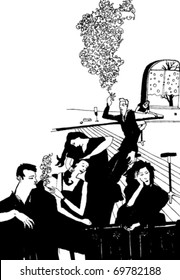 Hand Drawn Illustration of Clubbing People
