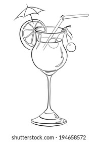 Hand drawn illustration of cocktail. 