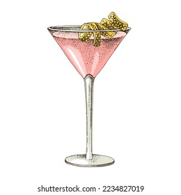 Hand drawn illustration of cocktail Cosmopolitan
