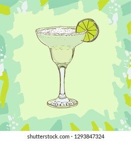 Hand drawn illustration of cocktail. Daiquiri. Vector collection.