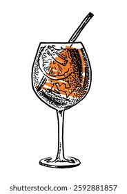 Hand drawn illustration of cocktail. Dessert templates collection for menu design, flyers and brochures. Engraving style hand drawn sketch, vector illustration.