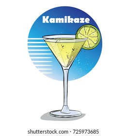 Hand drawn illustration of cocktail. Kamikaze cocktail