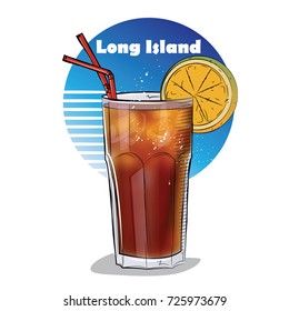 Hand drawn illustration of cocktail. Long Island cocktail