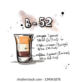 Hand drawn illustration of cocktail. Vector collection.