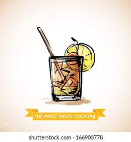Dibujado a mano ilustración de cóctel. colección de Vector.