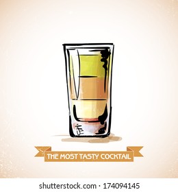 Hand drawn illustration of cocktail. Vector collection.