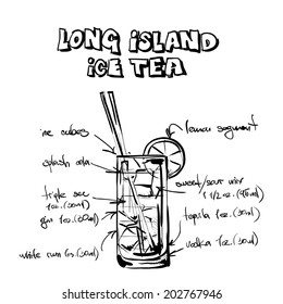 Hand drawn illustration of cocktail. Vector collection.