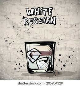 Hand drawn illustration of cocktail. Vector collection.