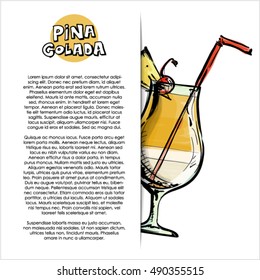 Hand drawn illustration of cocktail. Vector collection.