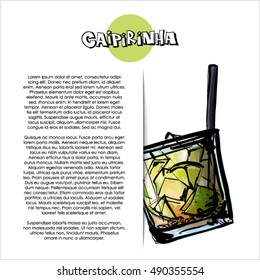 Hand drawn illustration of cocktail. Vector collection.