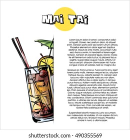 Hand drawn illustration of cocktail. Vector collection.