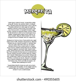 Hand drawn illustration of cocktail. Vector collection.