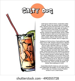 Hand drawn illustration of cocktail. Vector collection.