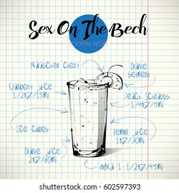 Hand drawn illustration of cocktail. Vector collection.