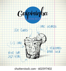 Hand drawn illustration of cocktail. Vector collection.