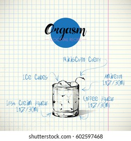 Hand drawn illustration of cocktail. Vector collection.