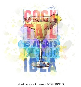 Hand drawn illustration of cocktail. Vector collection.