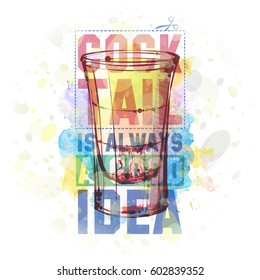 Hand drawn illustration of cocktail. Vector collection.