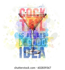 Hand drawn illustration of cocktail. Vector collection.