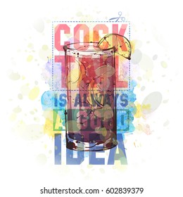 Hand drawn illustration of cocktail. Vector collection.