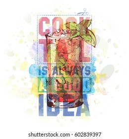 Hand drawn illustration of cocktail. Vector collection.