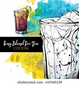Hand drawn illustration of cocktail. Vector collection.