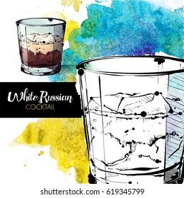 Hand drawn illustration of cocktail. Vector collection.