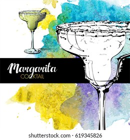 Hand drawn illustration of cocktail. Vector collection.